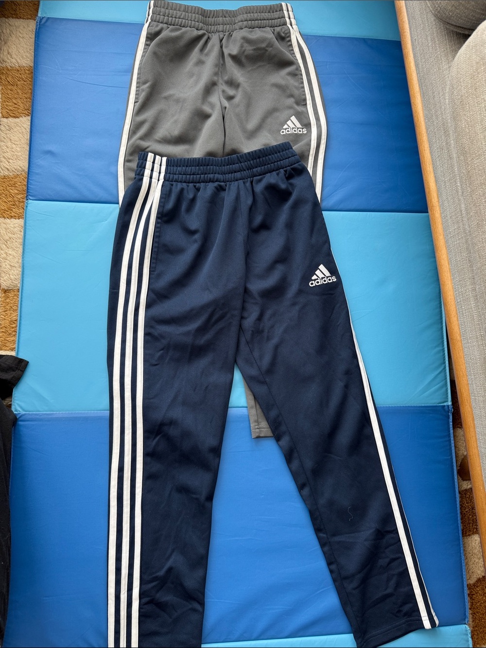 adidas Kids Navy and Gray Joggers with White Three-Stripes - new, 2 pair bundle